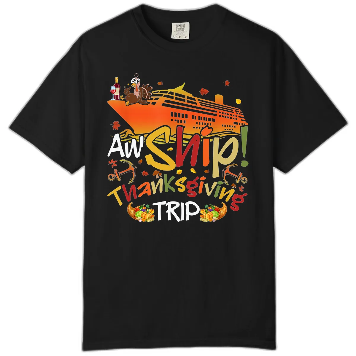 An Ship Thanksgiving Trip Comfort Color in Black