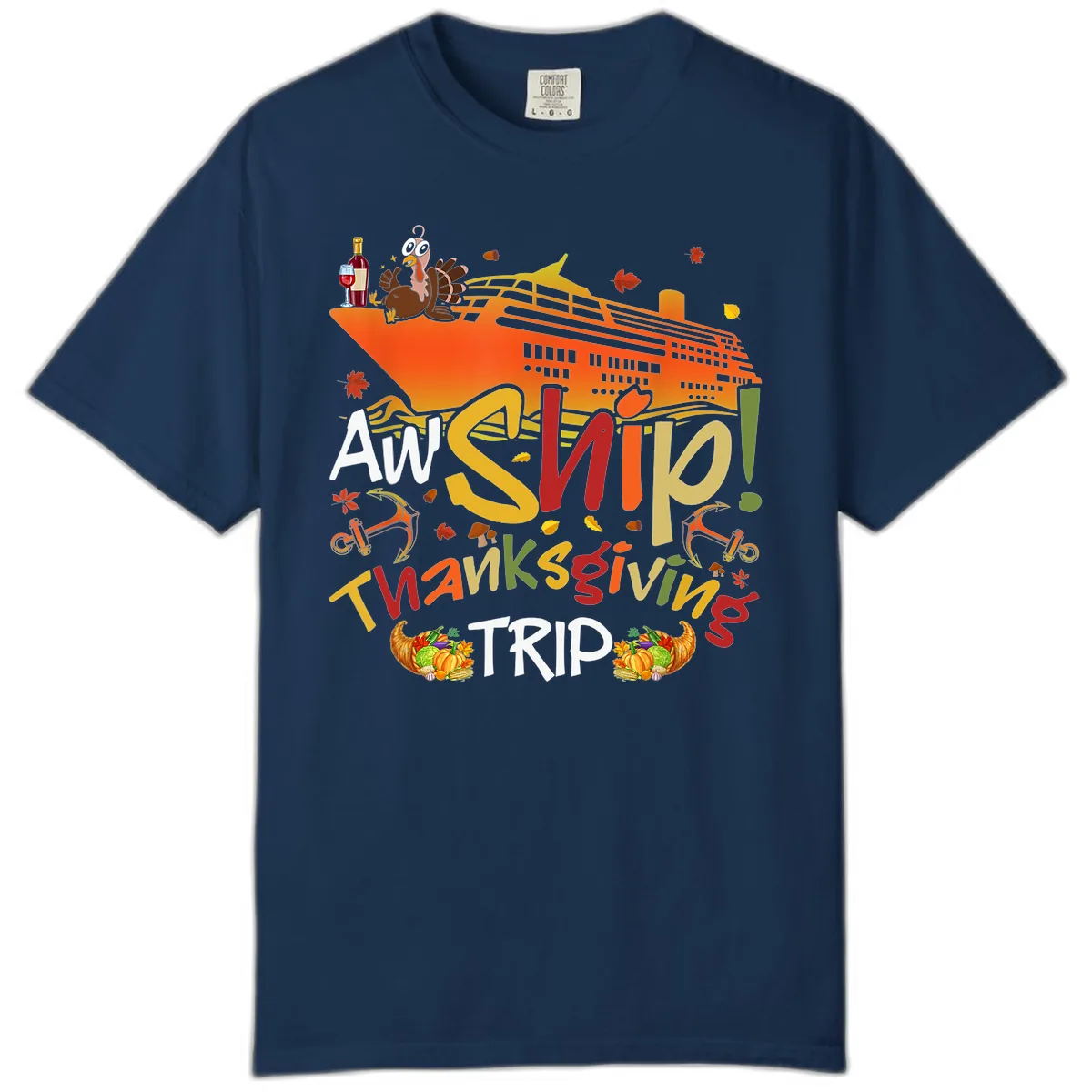 An Ship Thanksgiving Trip Comfort Color in Navy