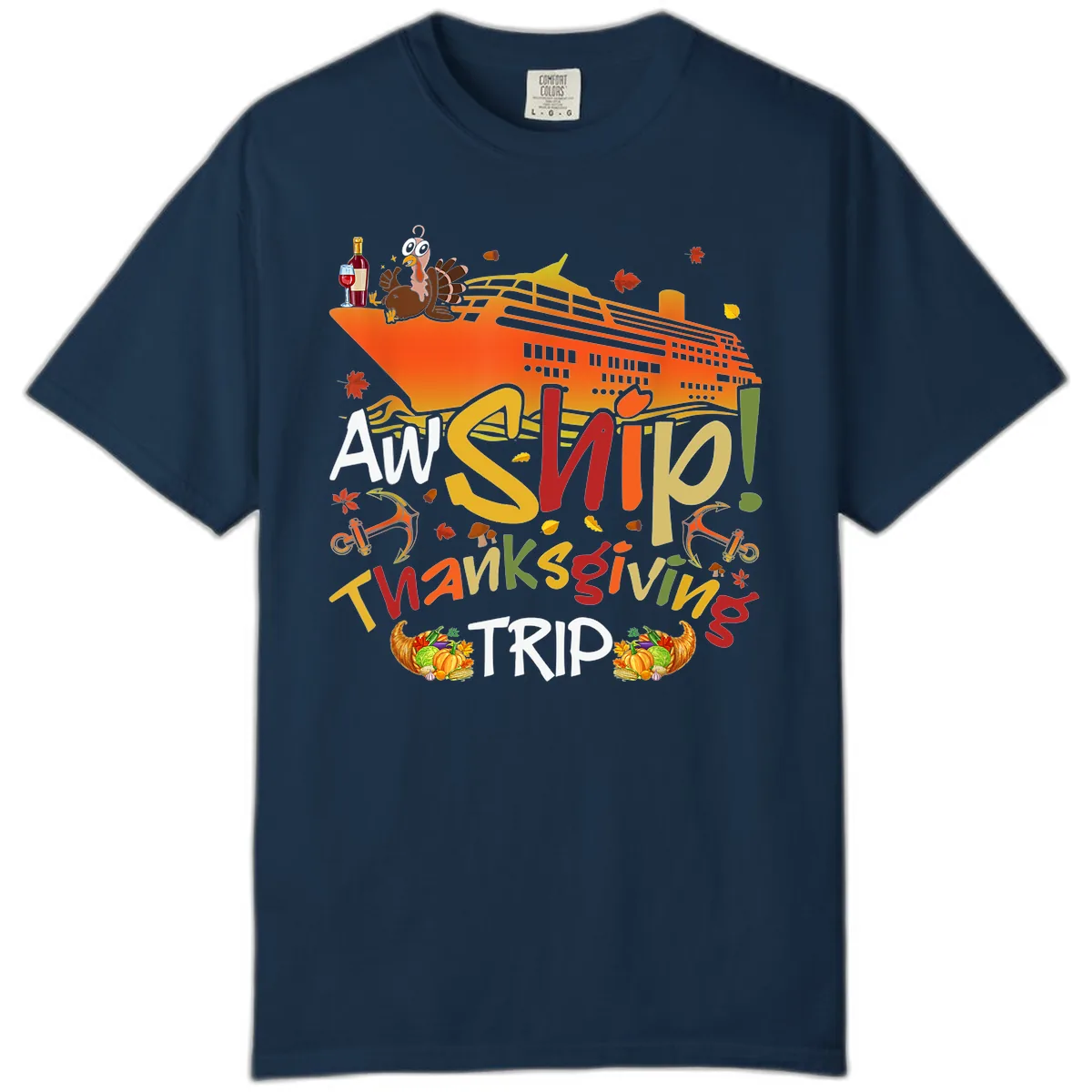 An Ship Thanksgiving Trip Comfort Color in True Navy