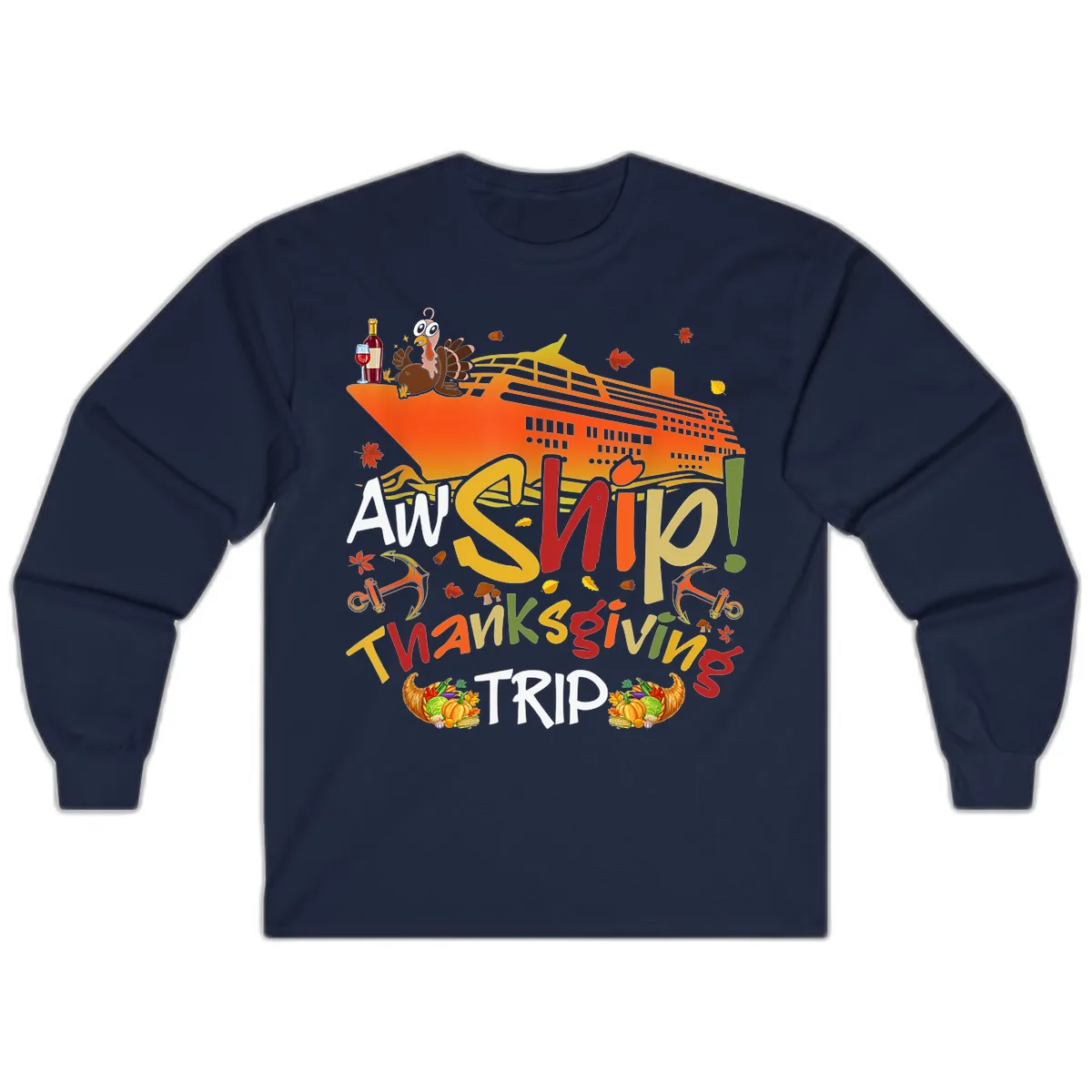 An Ship Thanksgiving Trip Long Sleeve in Navy