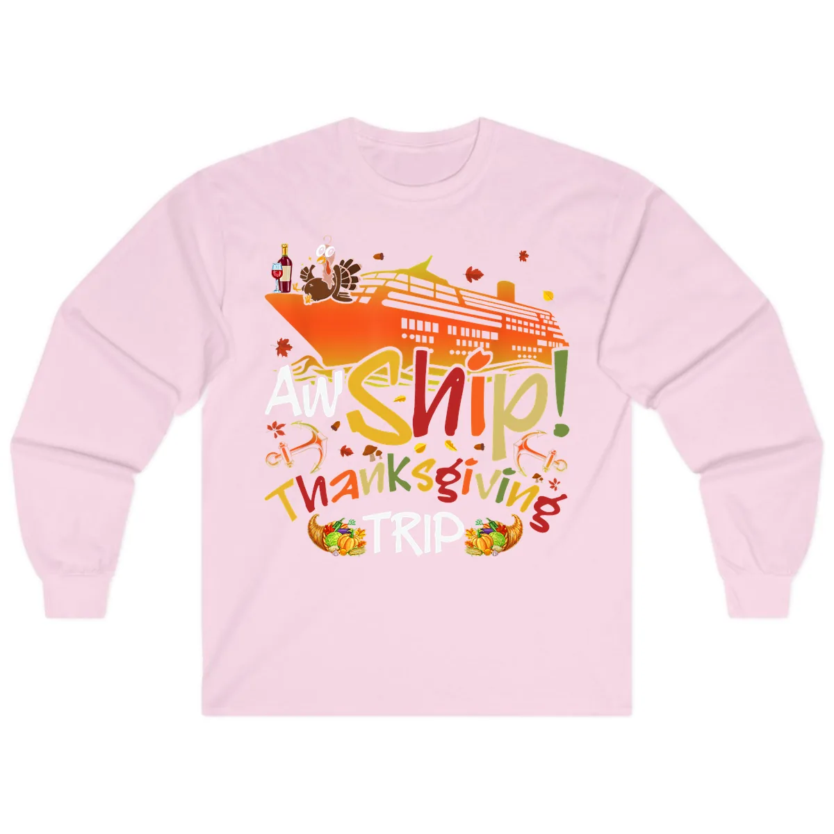 An Ship Thanksgiving Trip Long Sleeve in Light Pink
