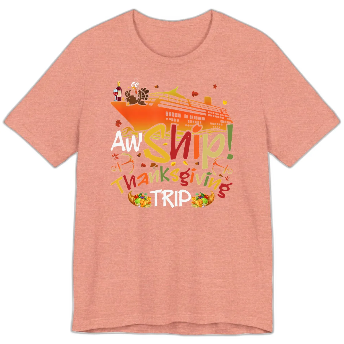 An Ship Thanksgiving Trip Premium T-Shirt in Heather Sunset