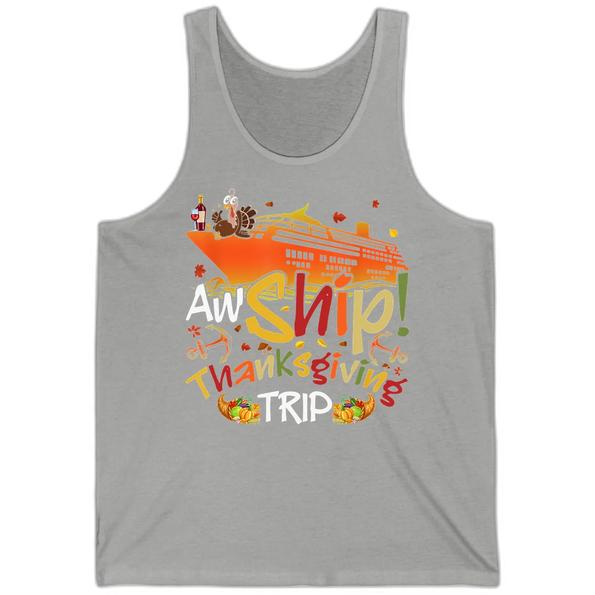 An Ship Thanksgiving Trip Tank in Athletic Heather