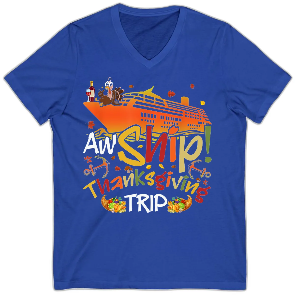 An Ship Thanksgiving Trip V-Neck in True Royal