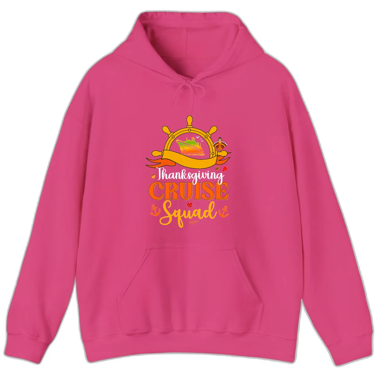Thanksgiving Cruise Squad Hoodie in Heliconia