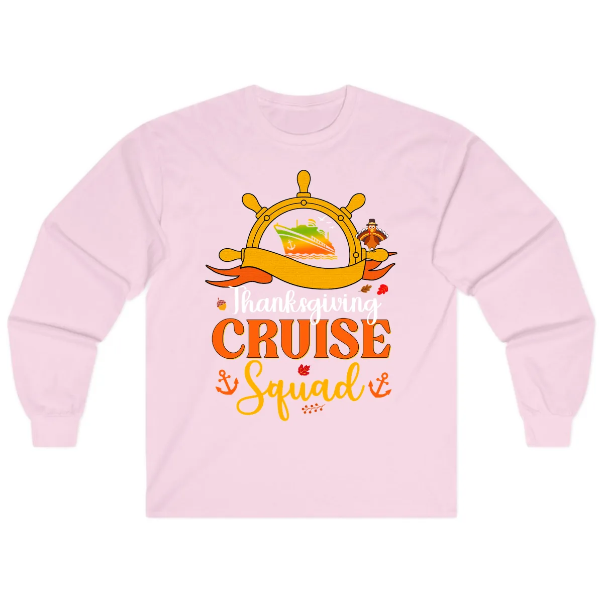 Thanksgiving Cruise Squad Long Sleeve in Light Pink