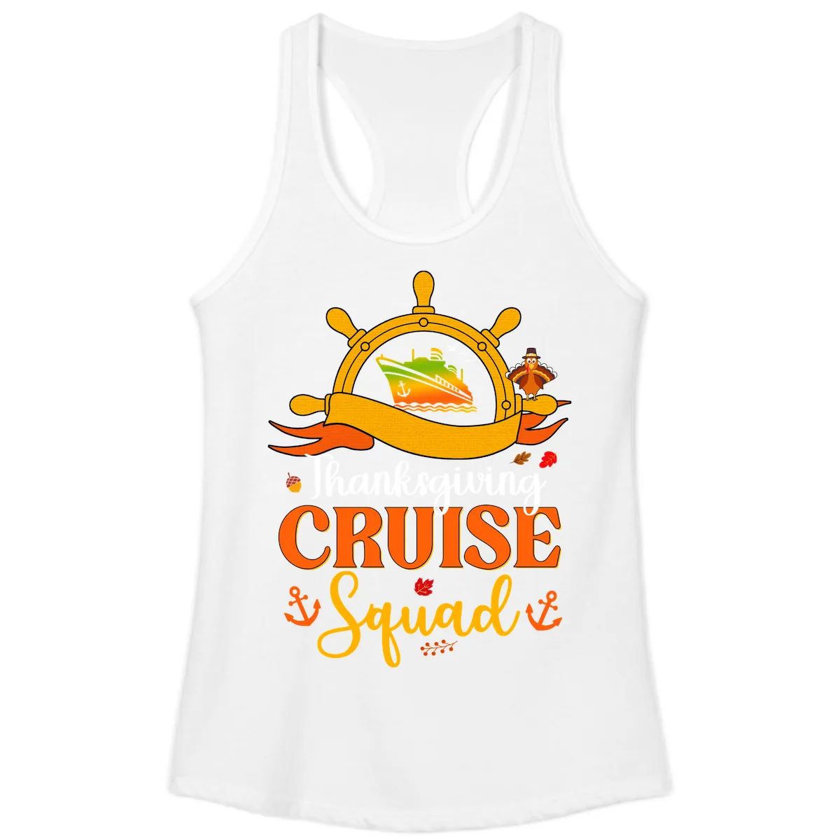 Thanksgiving Cruise Squad Ladies Tank in White