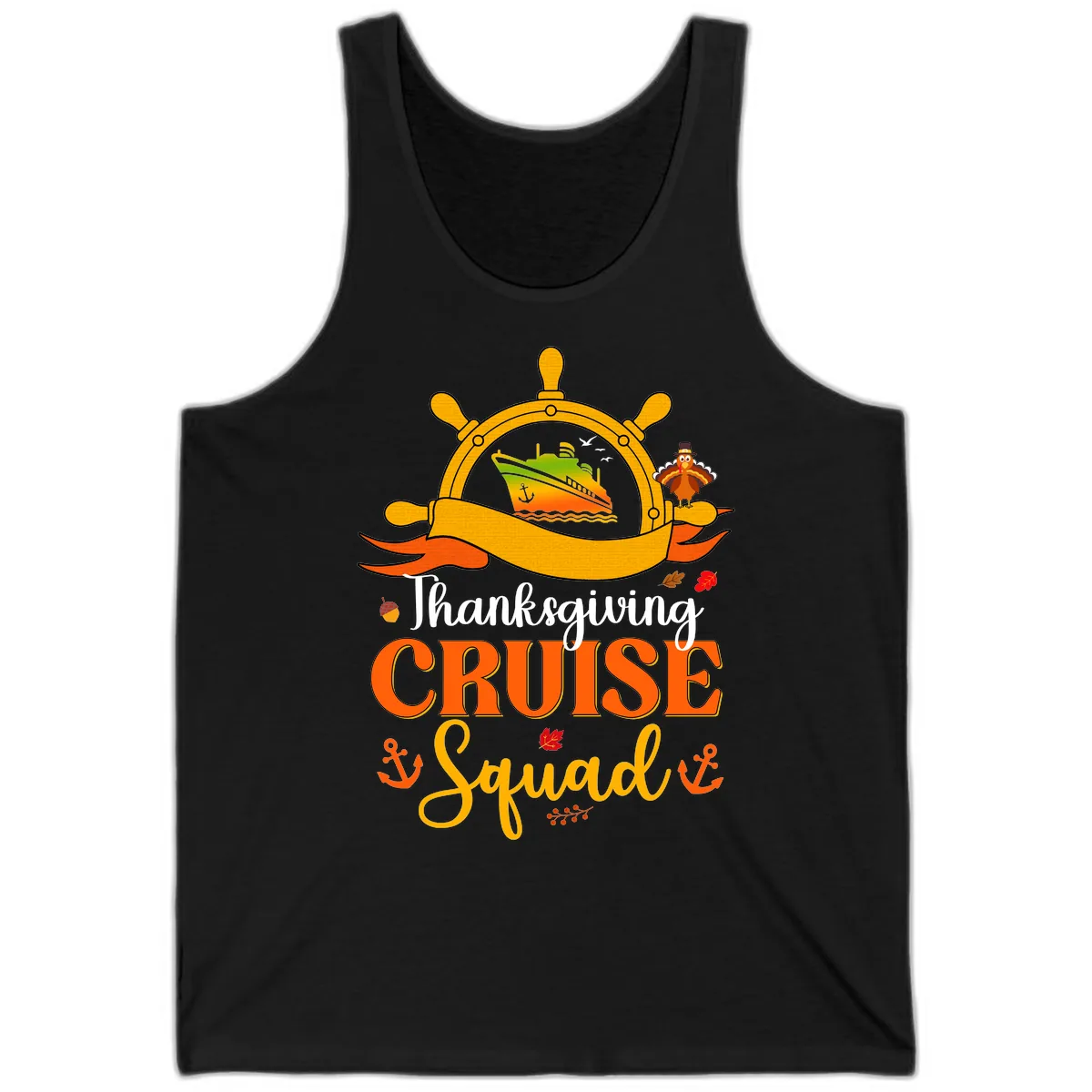 Thanksgiving Cruise Squad Tank in Black