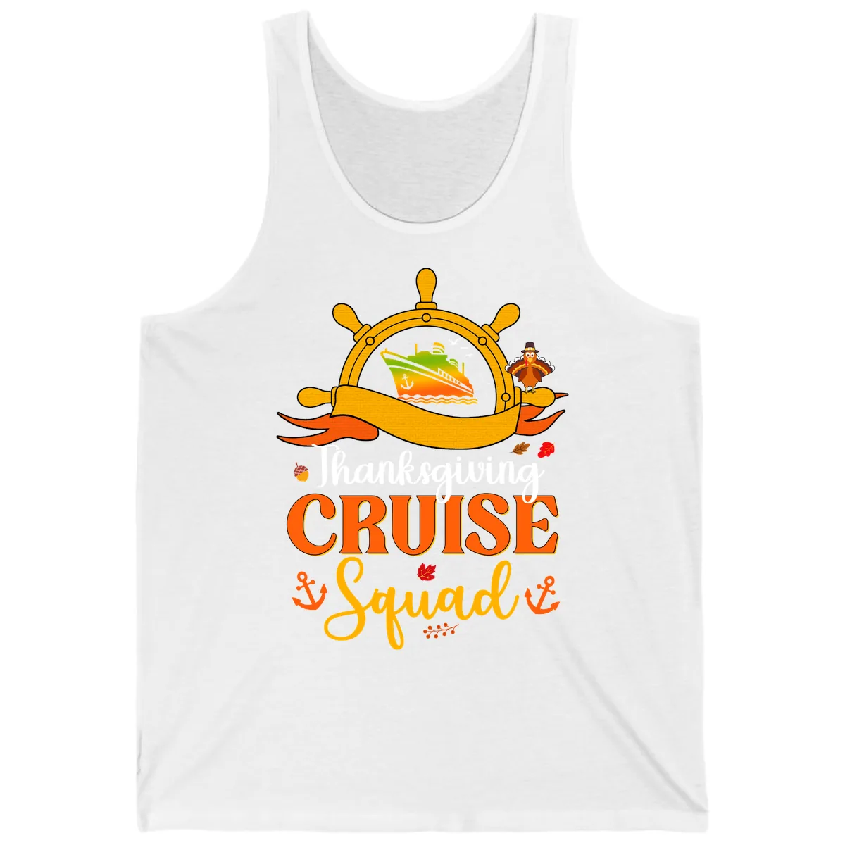 Thanksgiving Cruise Squad Tank in White