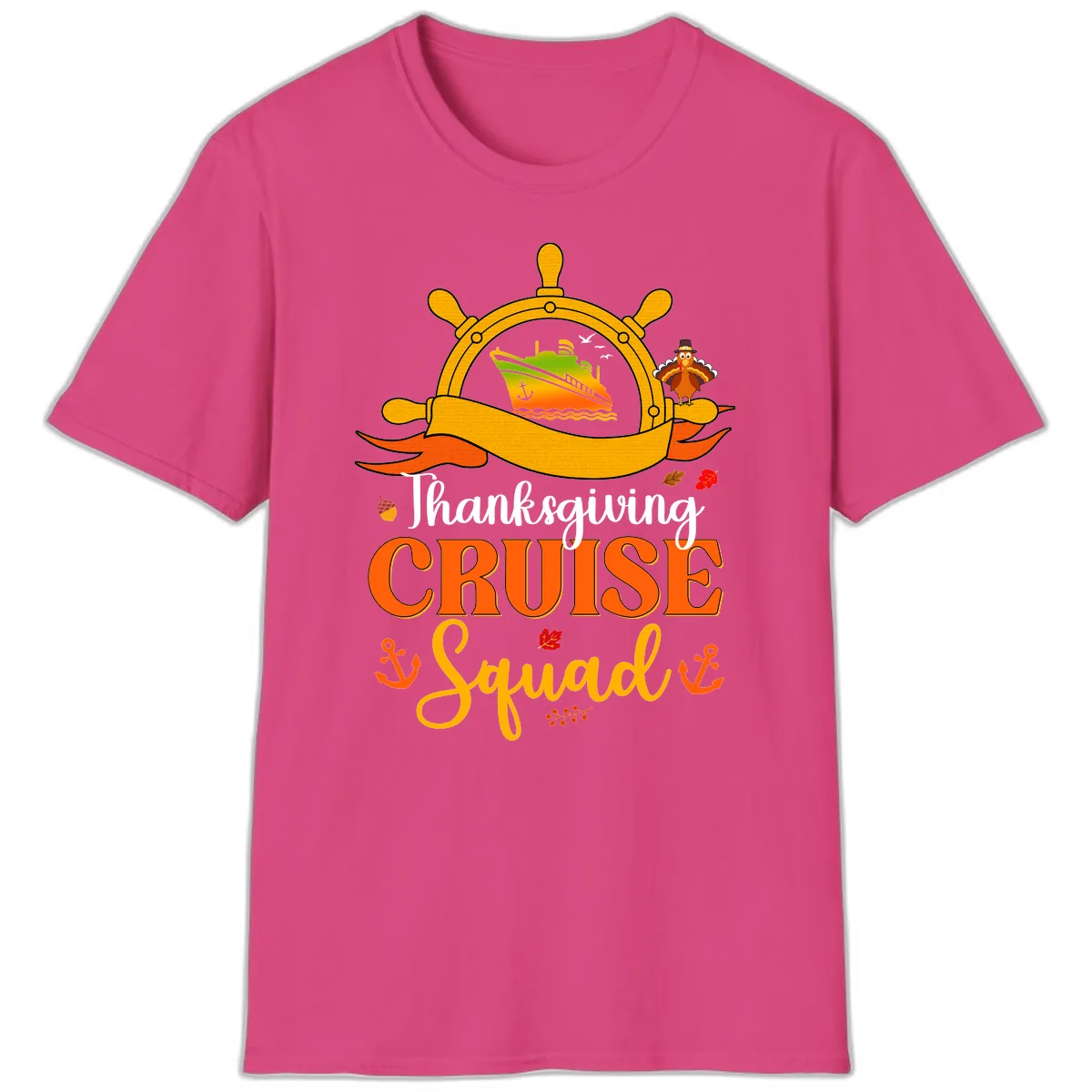 Thanksgiving Cruise Squad T-Shirt in Heliconia