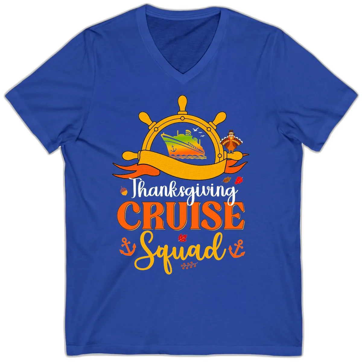 Thanksgiving Cruise Squad V-Neck in True Royal