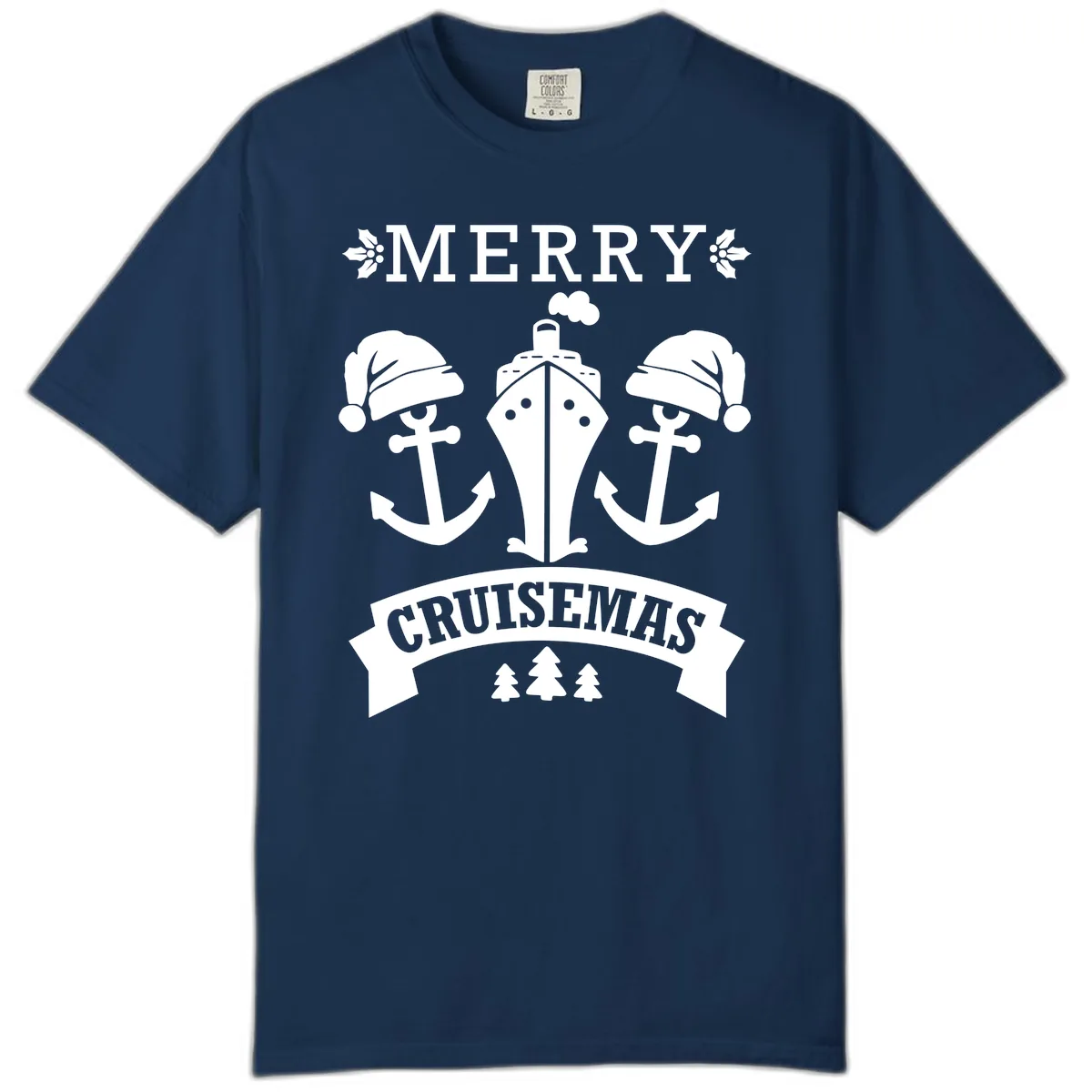 Merry Cruisemas Nautical Holiday Comfort Color in Navy