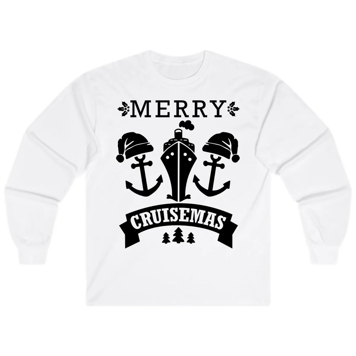 Merry Cruisemas Nautical Holiday Long Sleeve in White