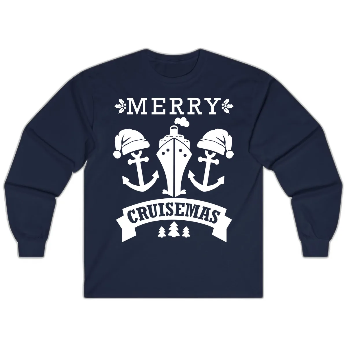 Merry Cruisemas Nautical Holiday Long Sleeve in Navy