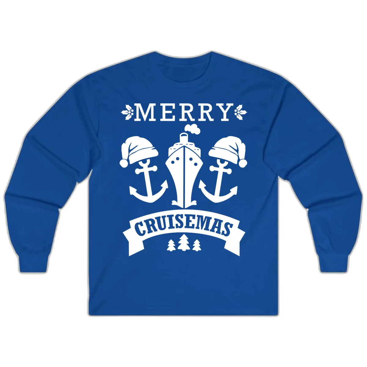 Merry Cruisemas Nautical Holiday Long Sleeve in Royal