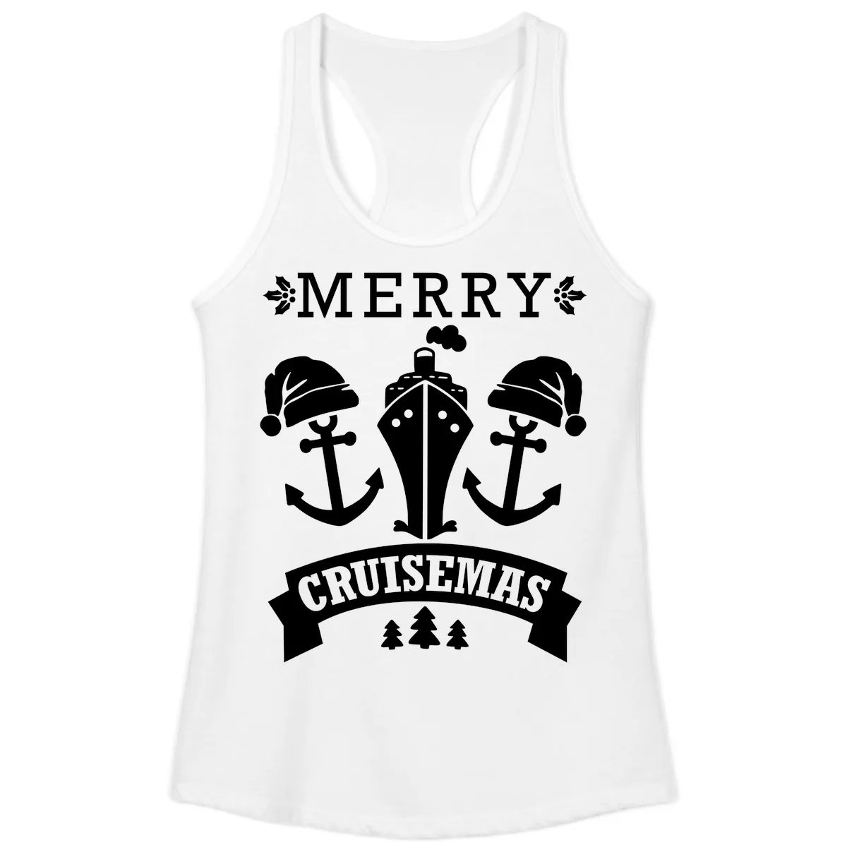 Merry Cruisemas Nautical Holiday Ladies Tank in White