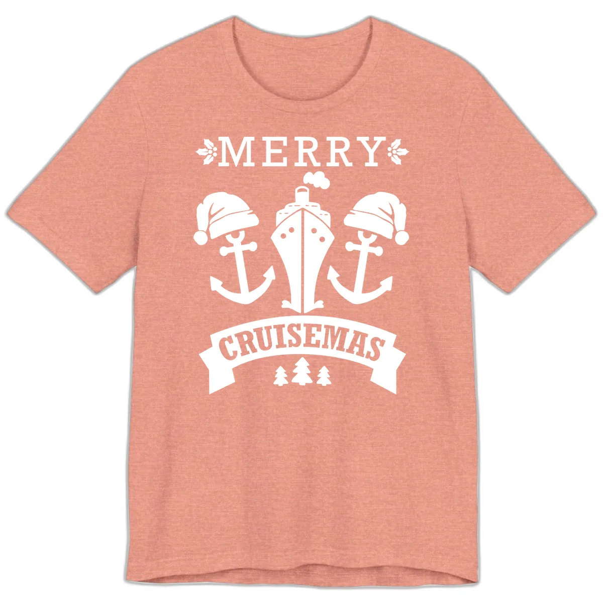 Merry Cruisemas Nautical Holiday Premium T-Shirt in Heather Sunset