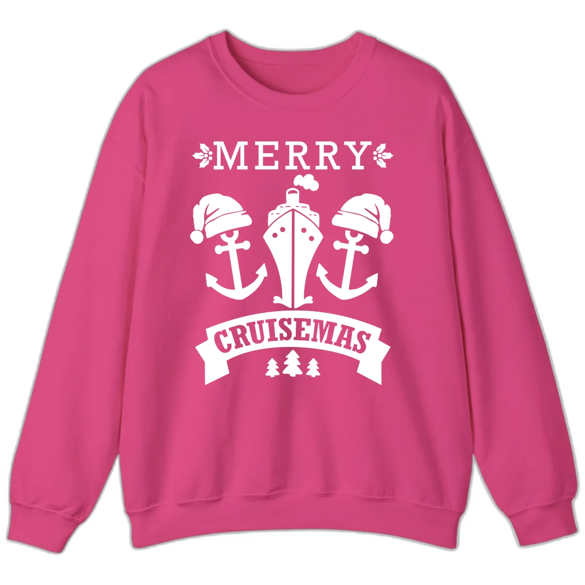 Merry Cruisemas Nautical Holiday Sweatshirt in Heliconia