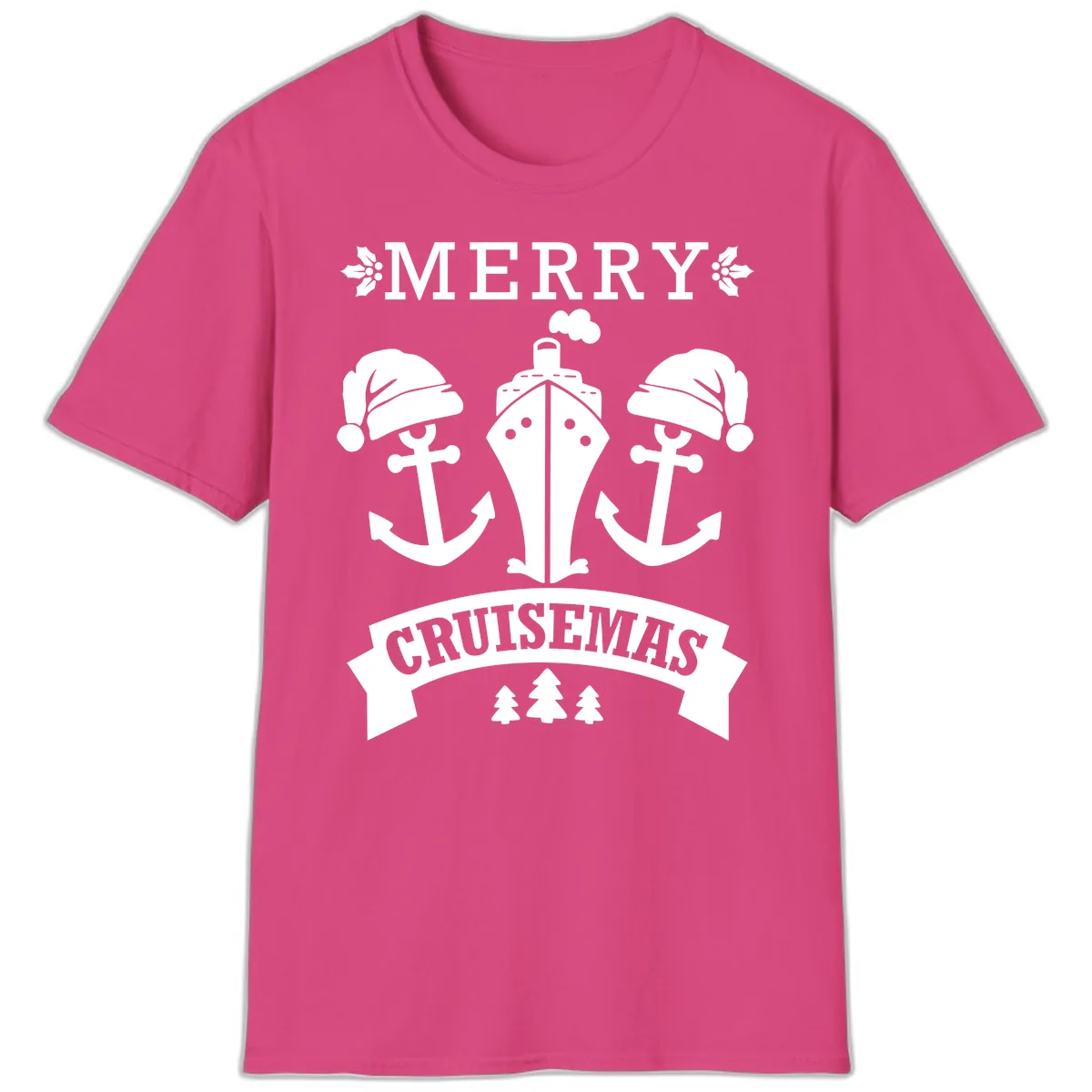 Merry Cruisemas Nautical Holiday T-Shirt in Heliconia