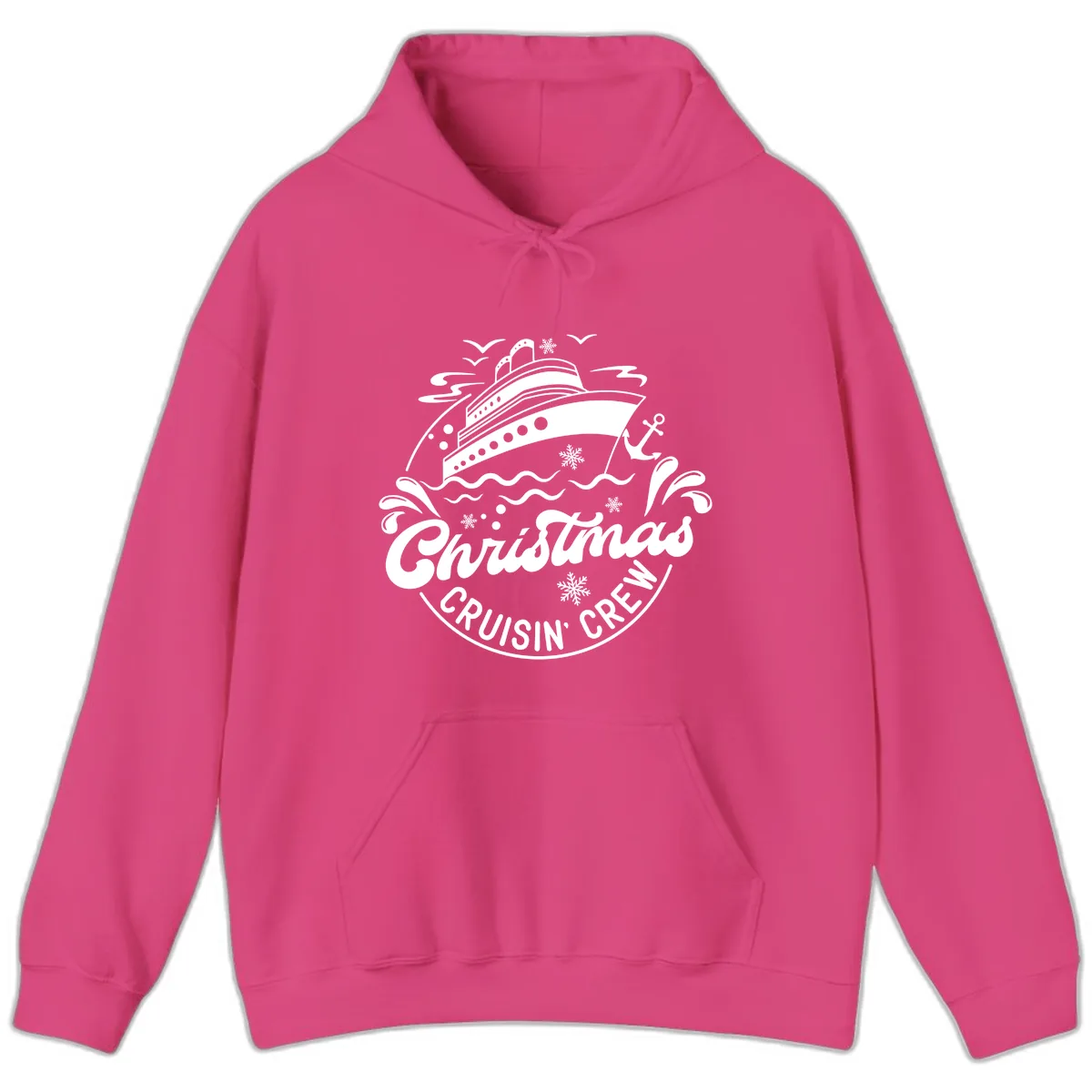 Christmas Cruisin' Crew Hoodie in Heliconia