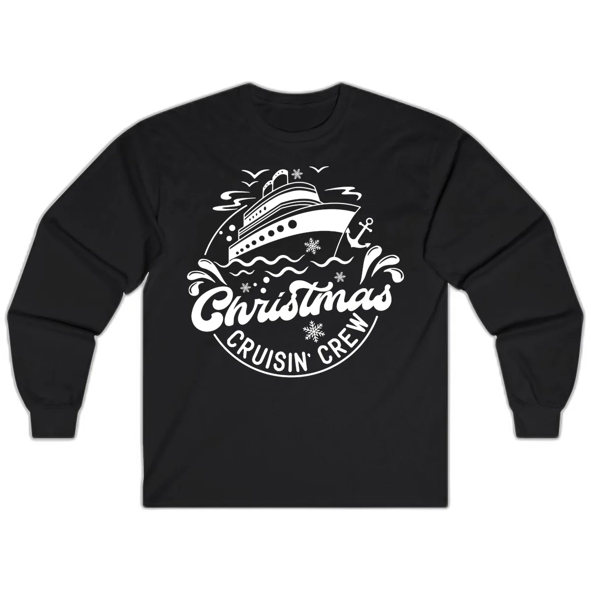 Christmas Cruisin' Crew Long Sleeve in Black