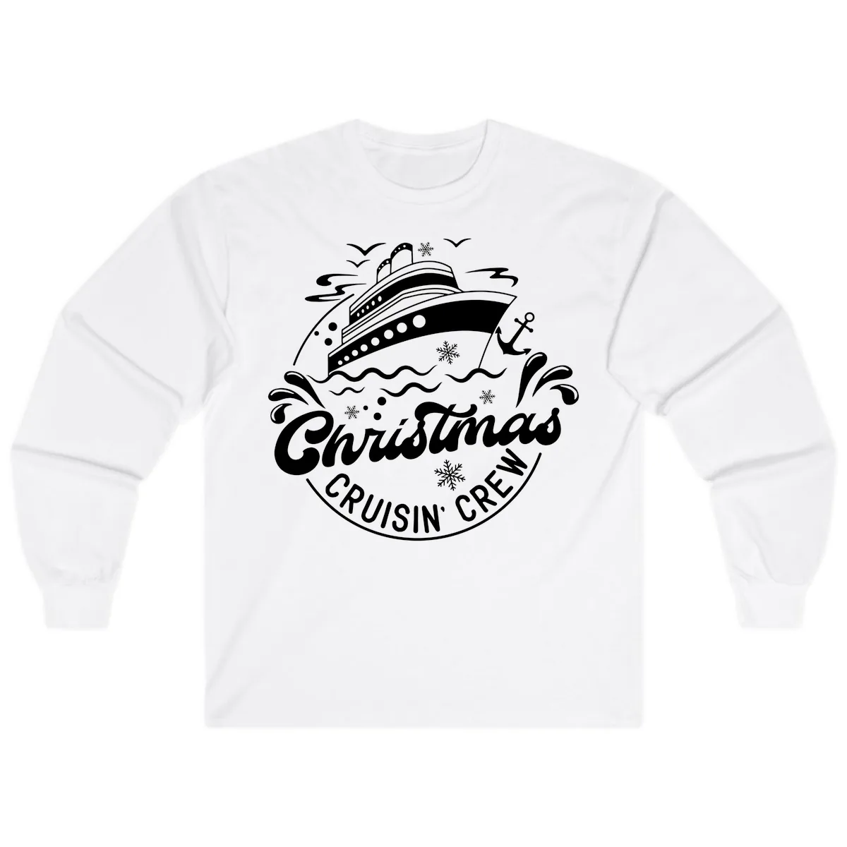 Christmas Cruisin' Crew Long Sleeve in White