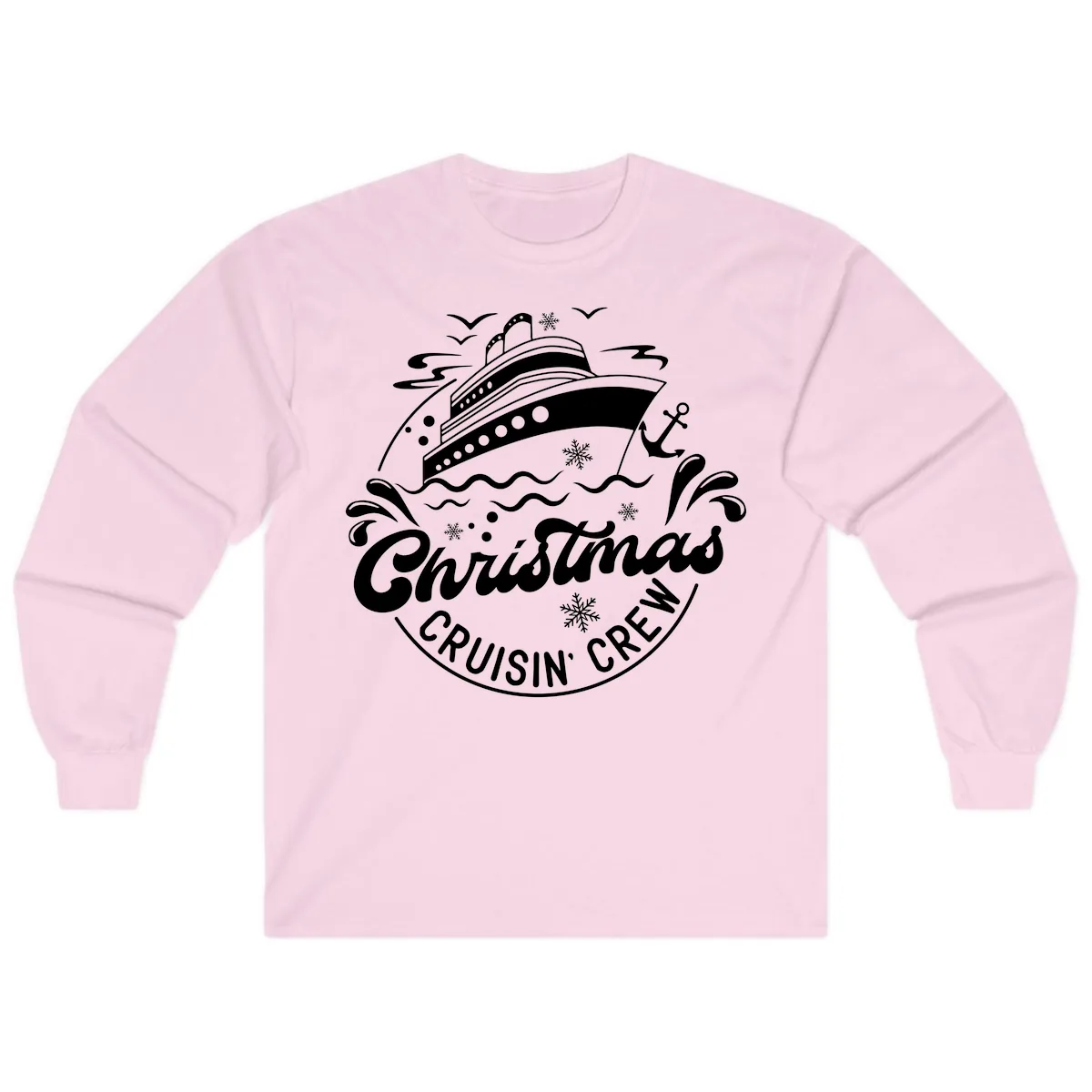Christmas Cruisin' Crew Long Sleeve in Light Pink