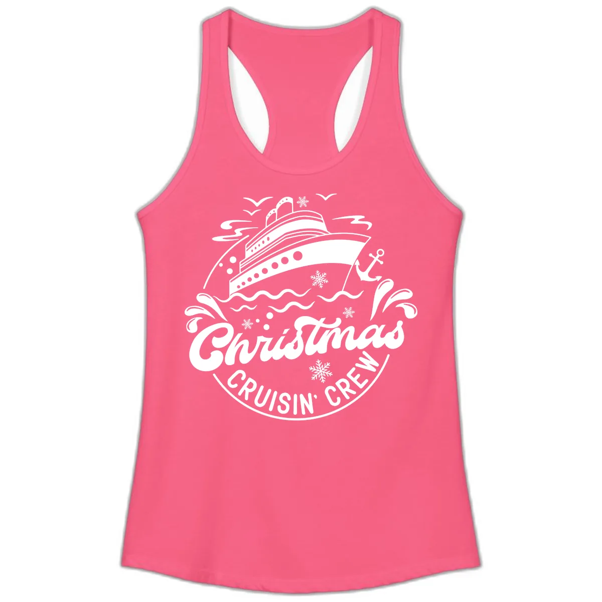 Christmas Cruisin' Crew Ladies Tank in Solid Hot Pink