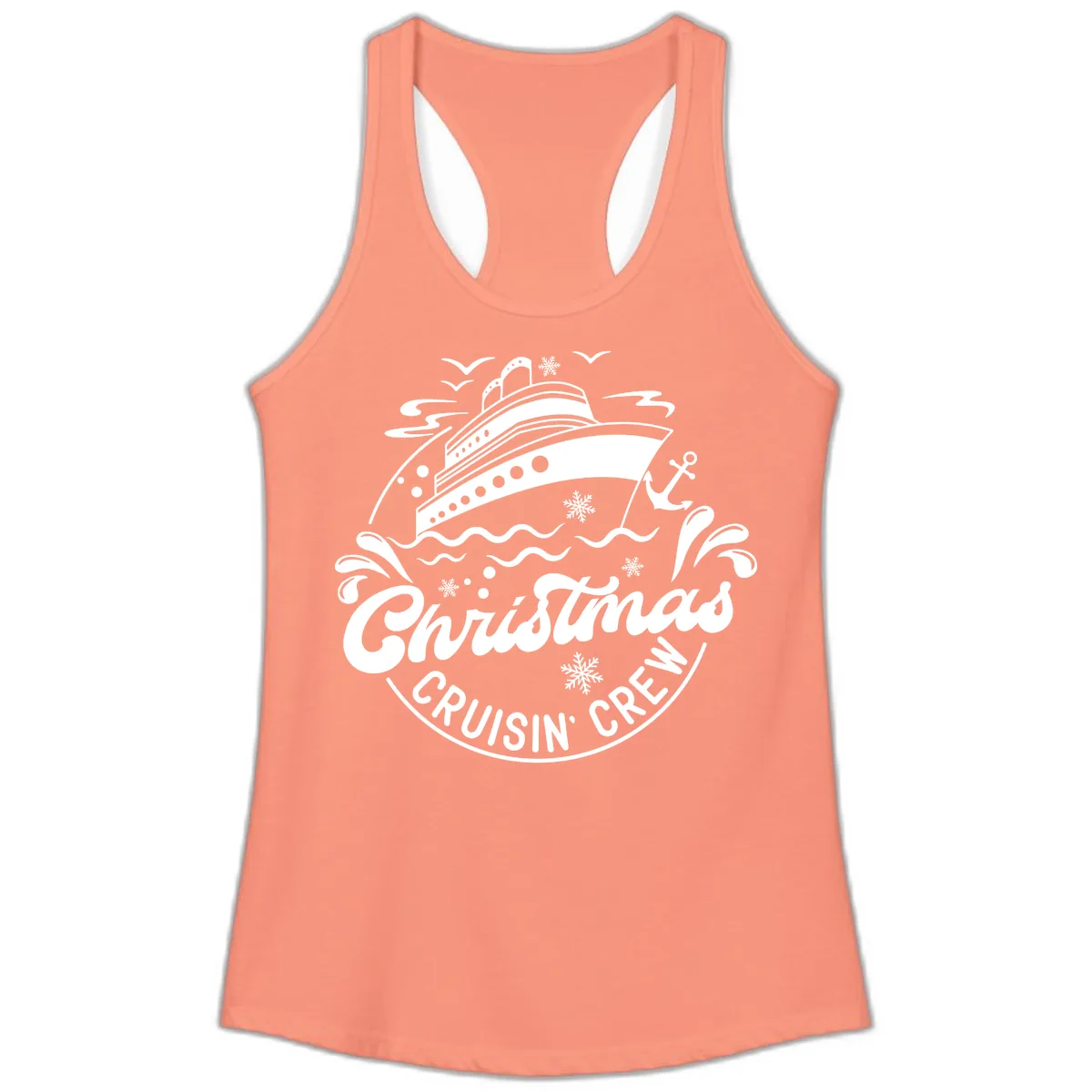 Christmas Cruisin' Crew Ladies Tank in Solid Light Orange