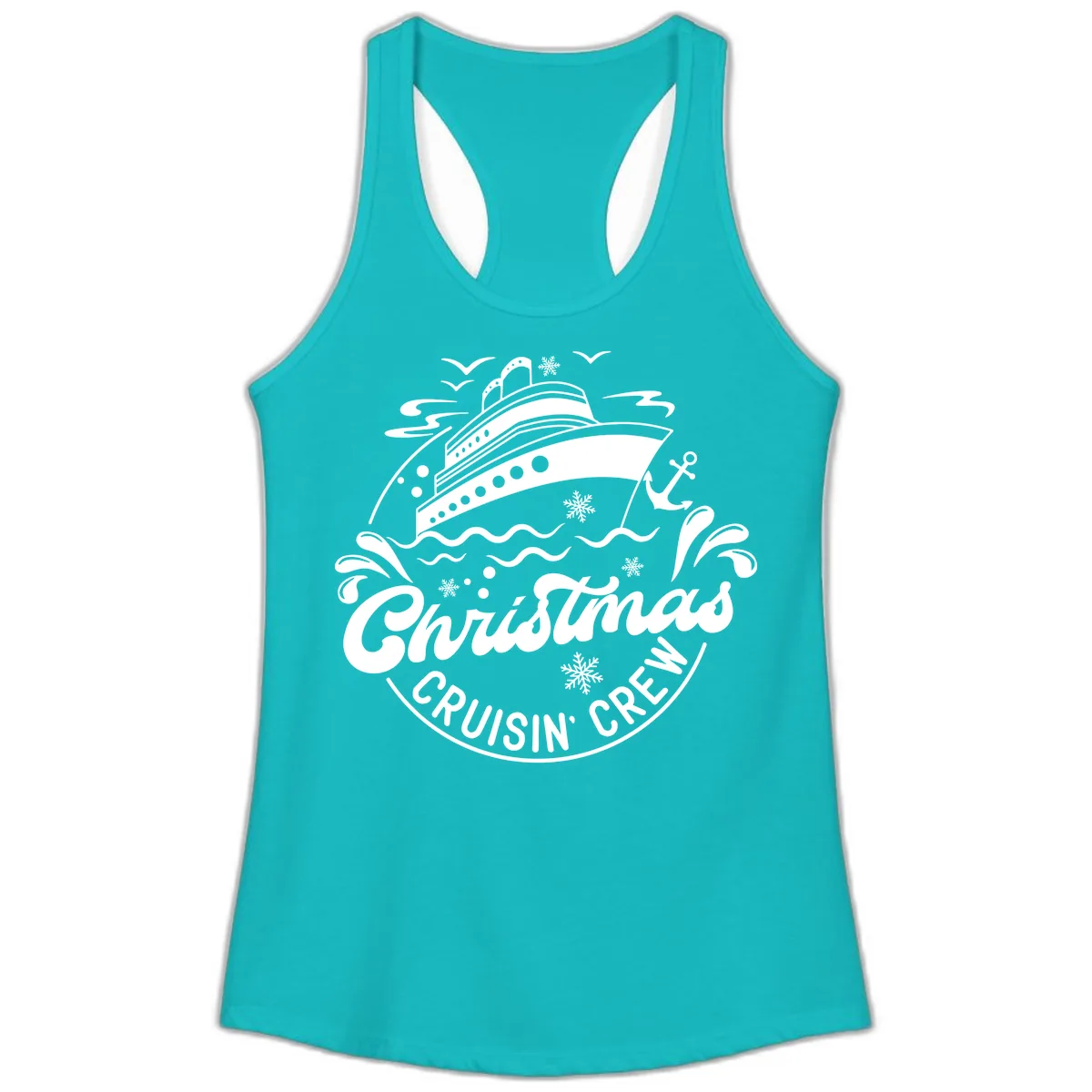 Christmas Cruisin' Crew Ladies Tank in Tahiti Blue