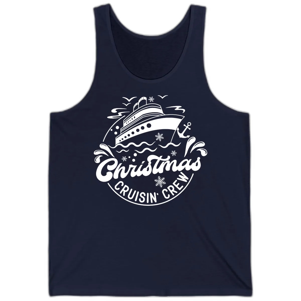 Christmas Cruisin' Crew Tank in Navy