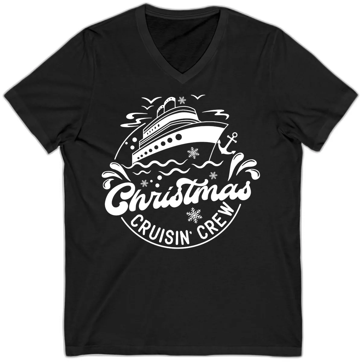 Christmas Cruisin' Crew V-Neck in Black