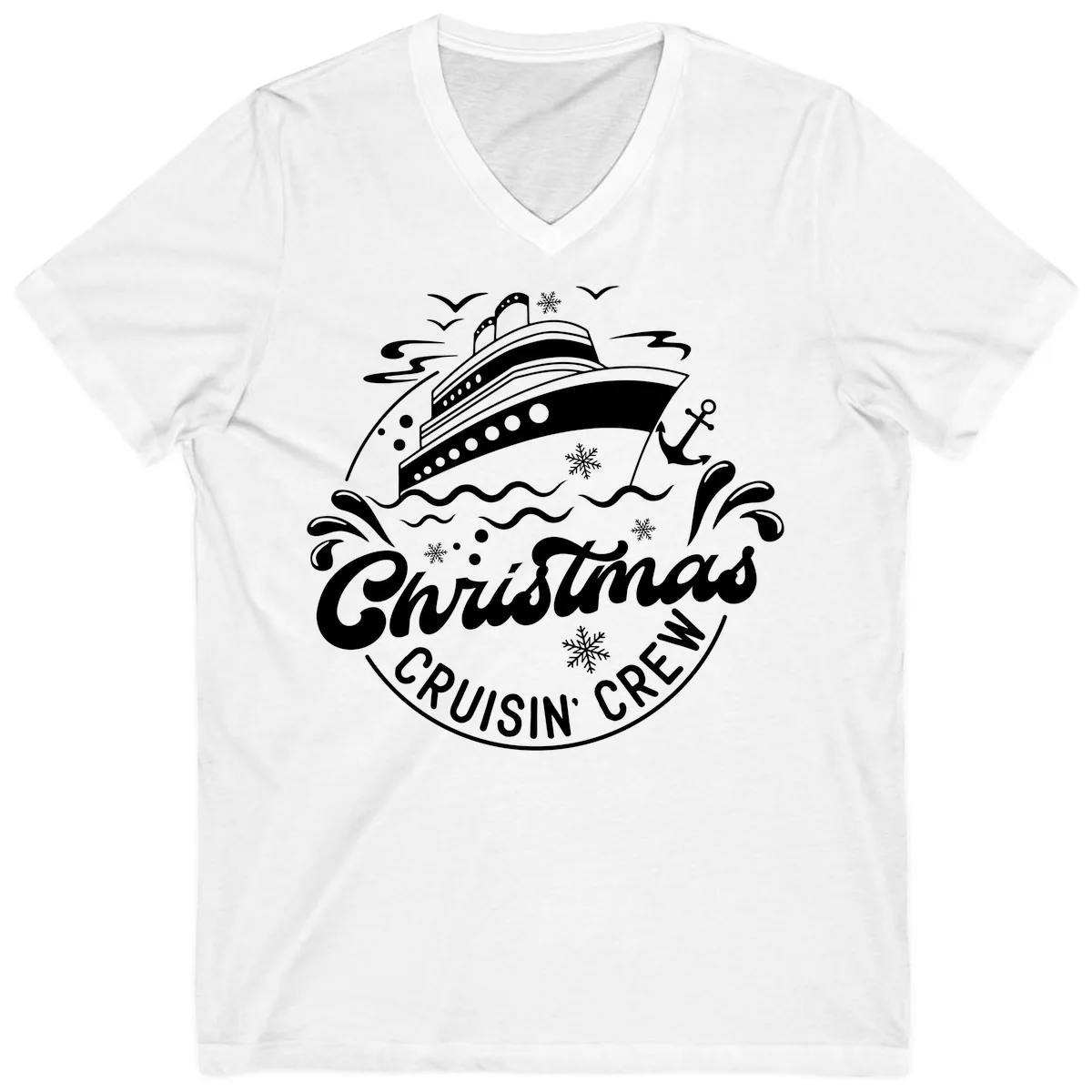 Christmas Cruisin' Crew V-Neck in White