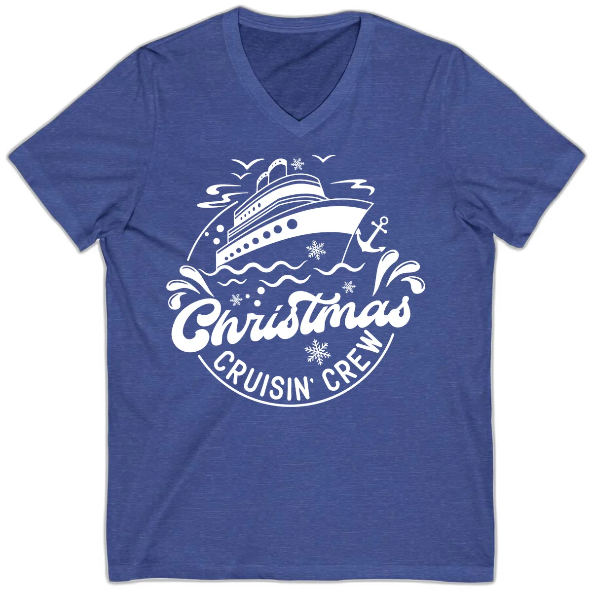 Christmas Cruisin' Crew V-Neck in Heather True Royal