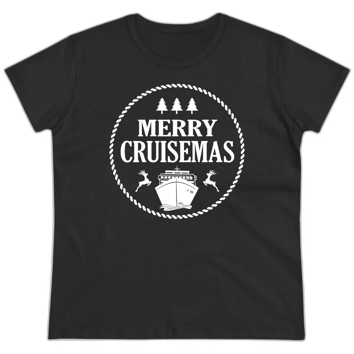 Merry Cruisemas Ladies Tee in Black