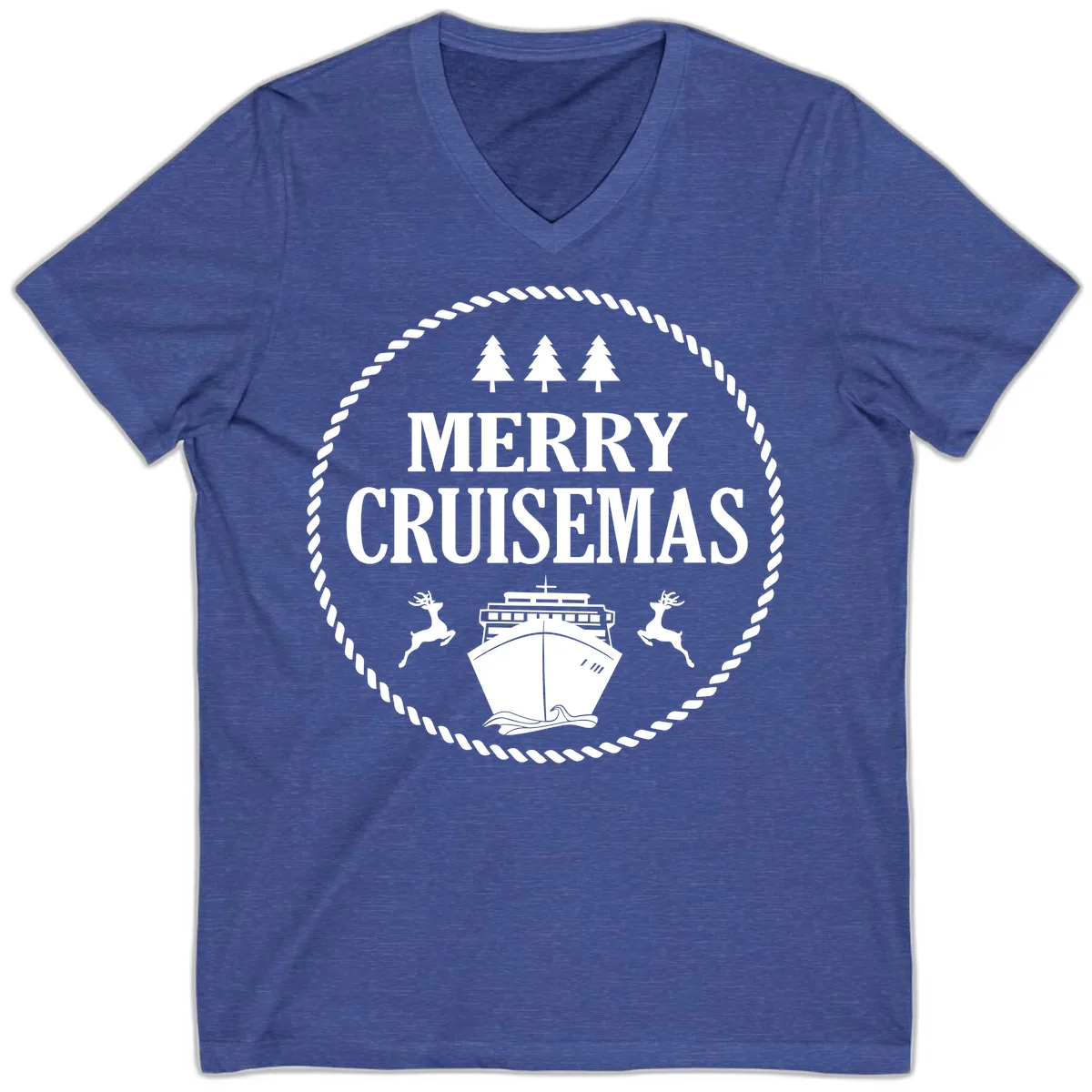 Merry Cruisemas V-Neck in Heather True Royal