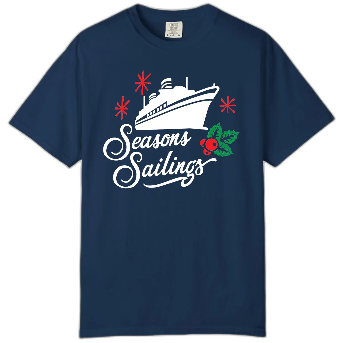 Seasons Sailings Cruise Holiday Comfort Color in Navy
