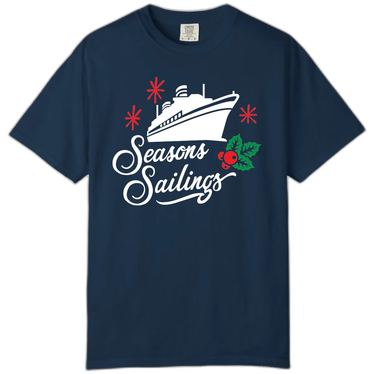 Seasons Sailings Cruise Holiday Comfort Color in True Navy