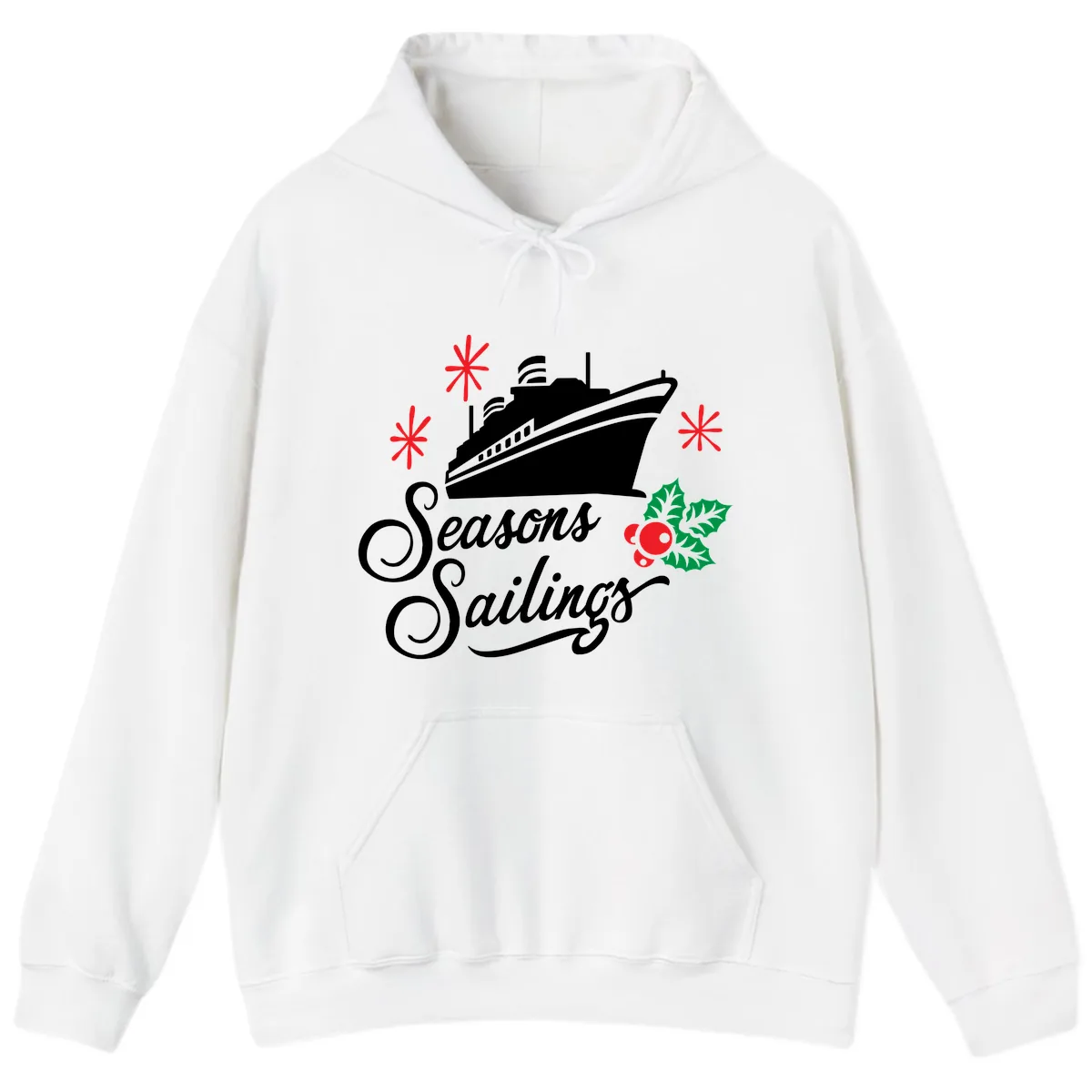 Seasons Sailings Cruise Holiday Hoodie in White