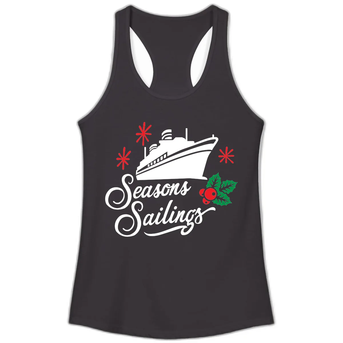 Seasons Sailings Cruise Holiday Ladies Tank in Black
