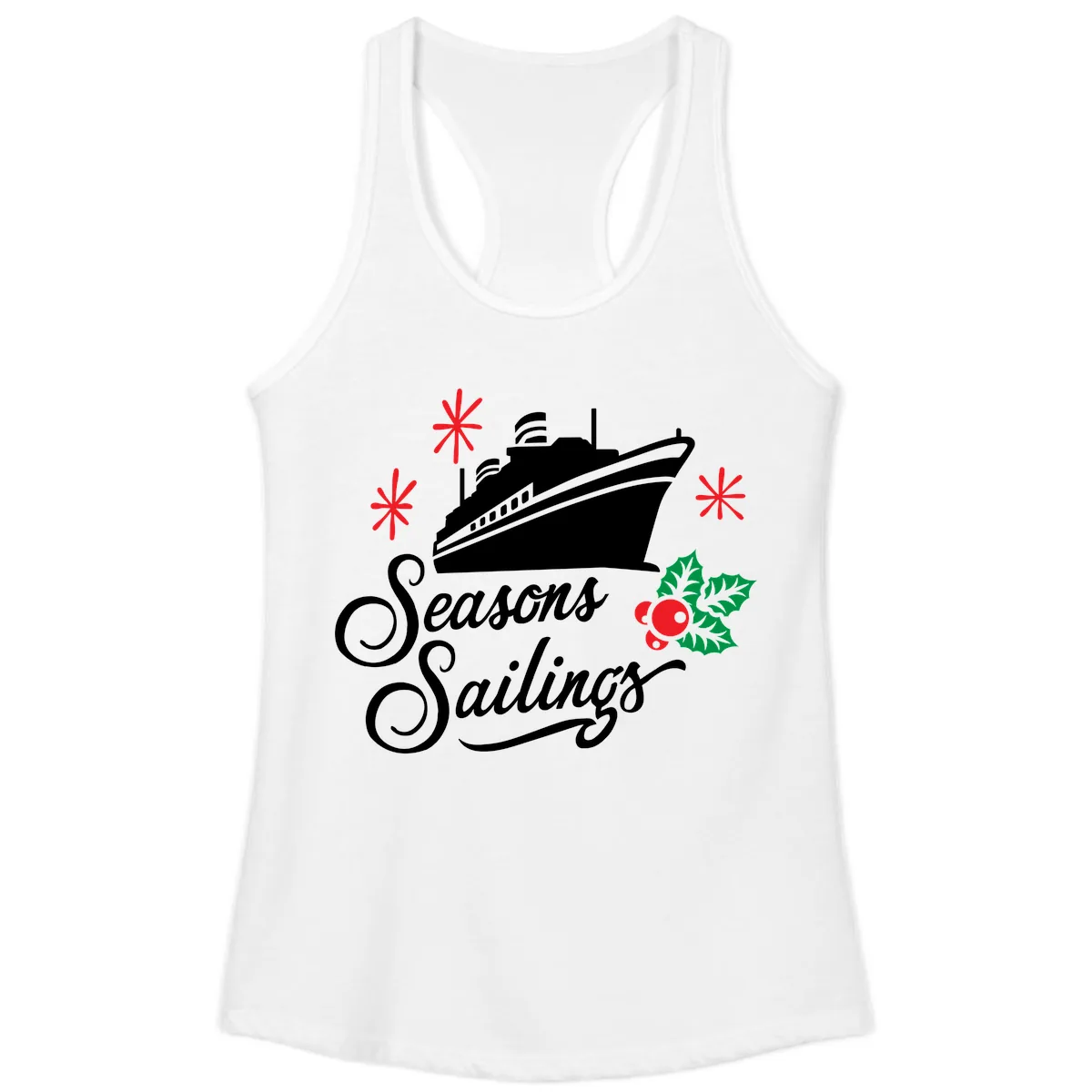 Seasons Sailings Cruise Holiday Ladies Tank in White