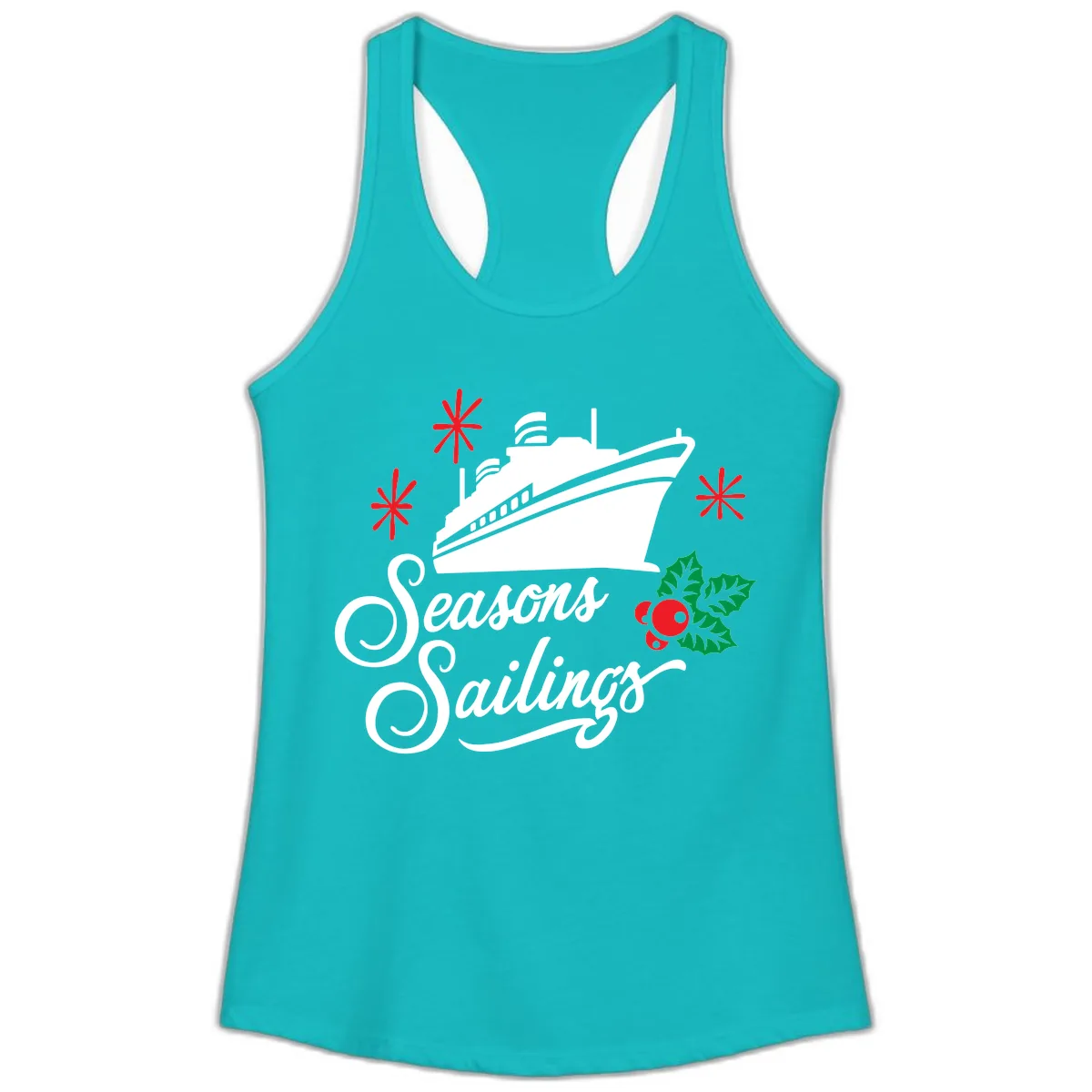 Seasons Sailings Cruise Holiday Ladies Tank in Tahiti Blue