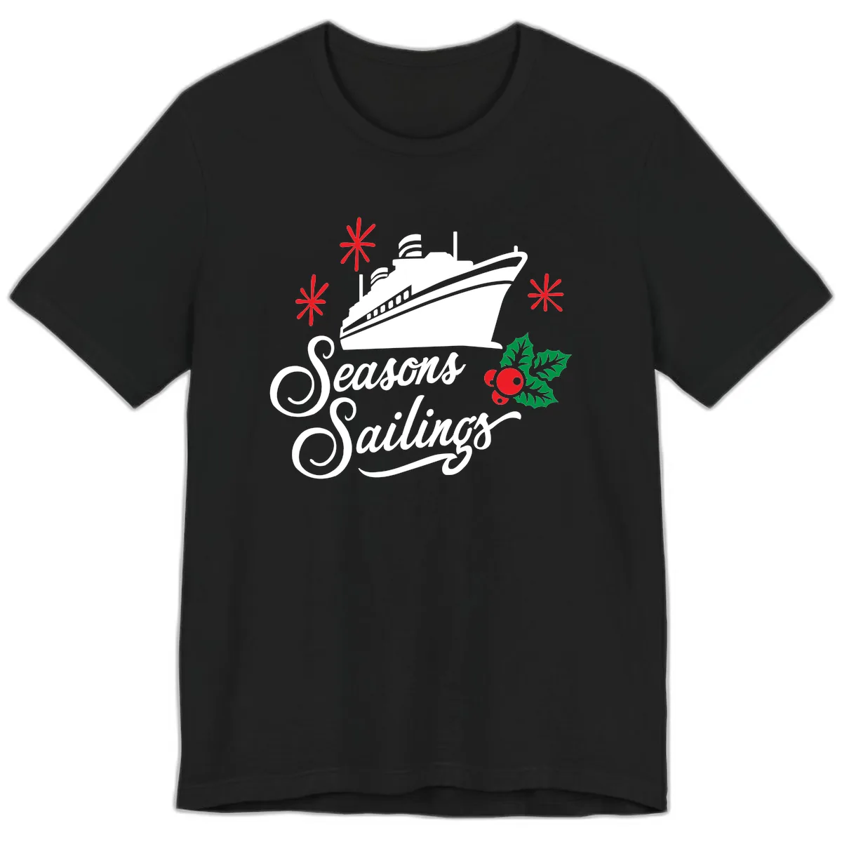 Seasons Sailings Cruise Holiday Premium T-Shirt in Black