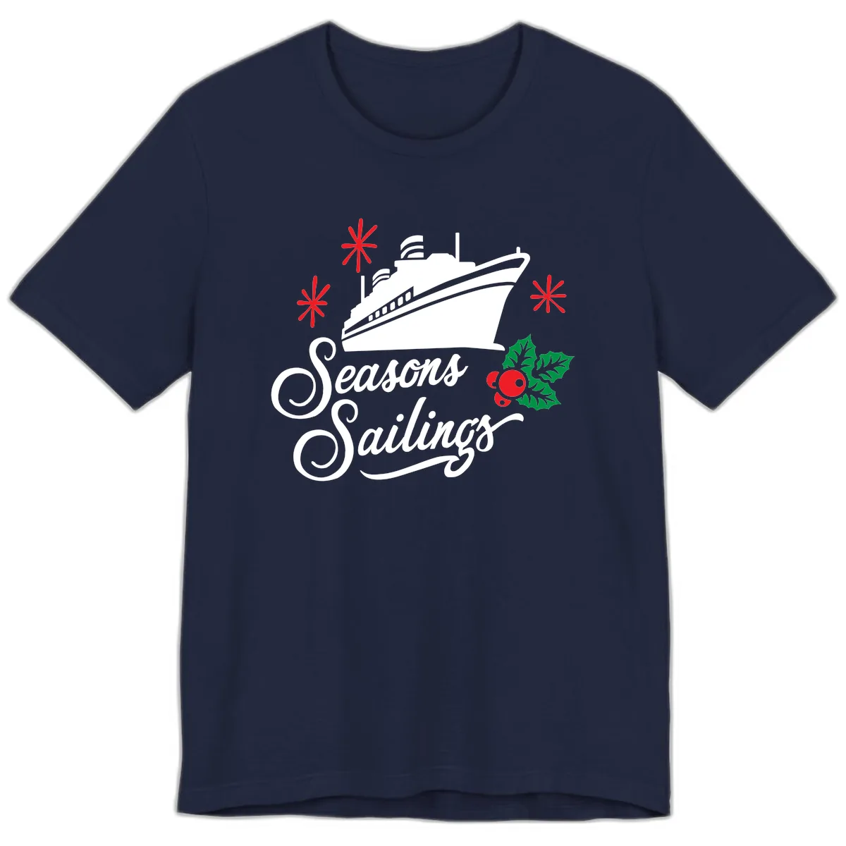Seasons Sailings Cruise Holiday Premium T-Shirt in Navy