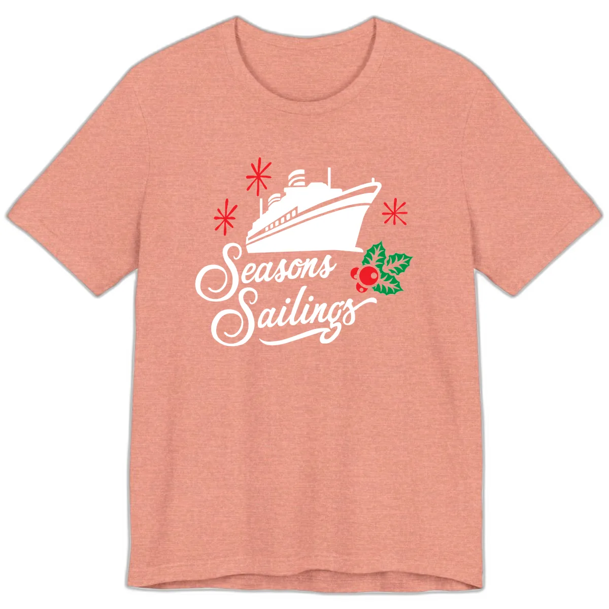 Seasons Sailings Cruise Holiday Premium T-Shirt in Heather Sunset