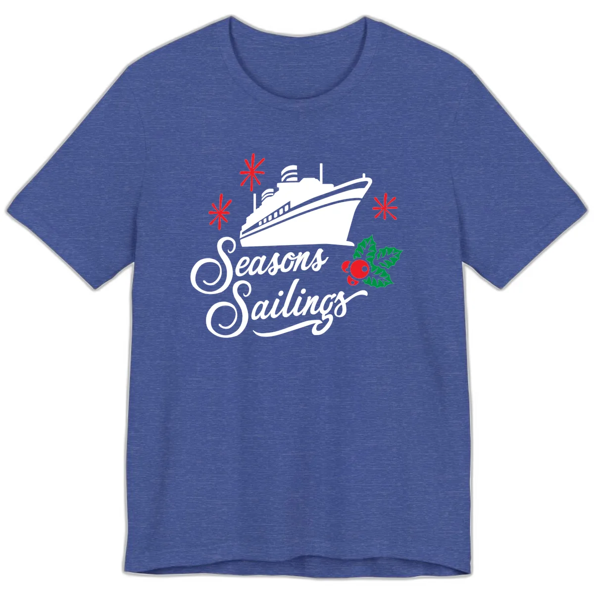 Seasons Sailings Cruise Holiday Premium T-Shirt in Heather True Royal