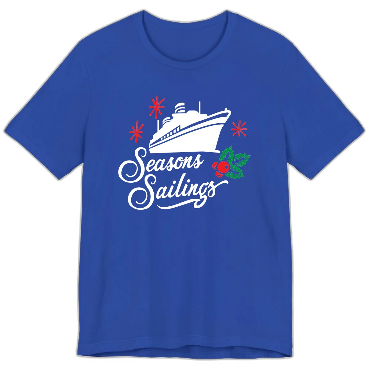 Seasons Sailings Cruise Holiday Premium T-Shirt in True Royal