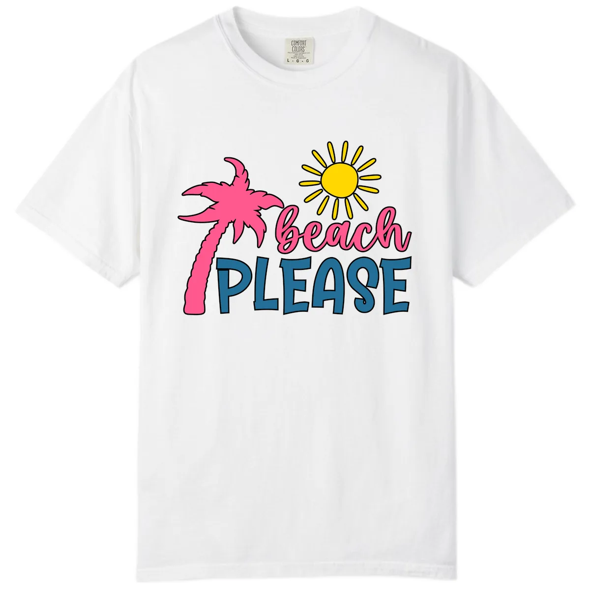 Beach Please Palm Tree Vacation Comfort Color in White