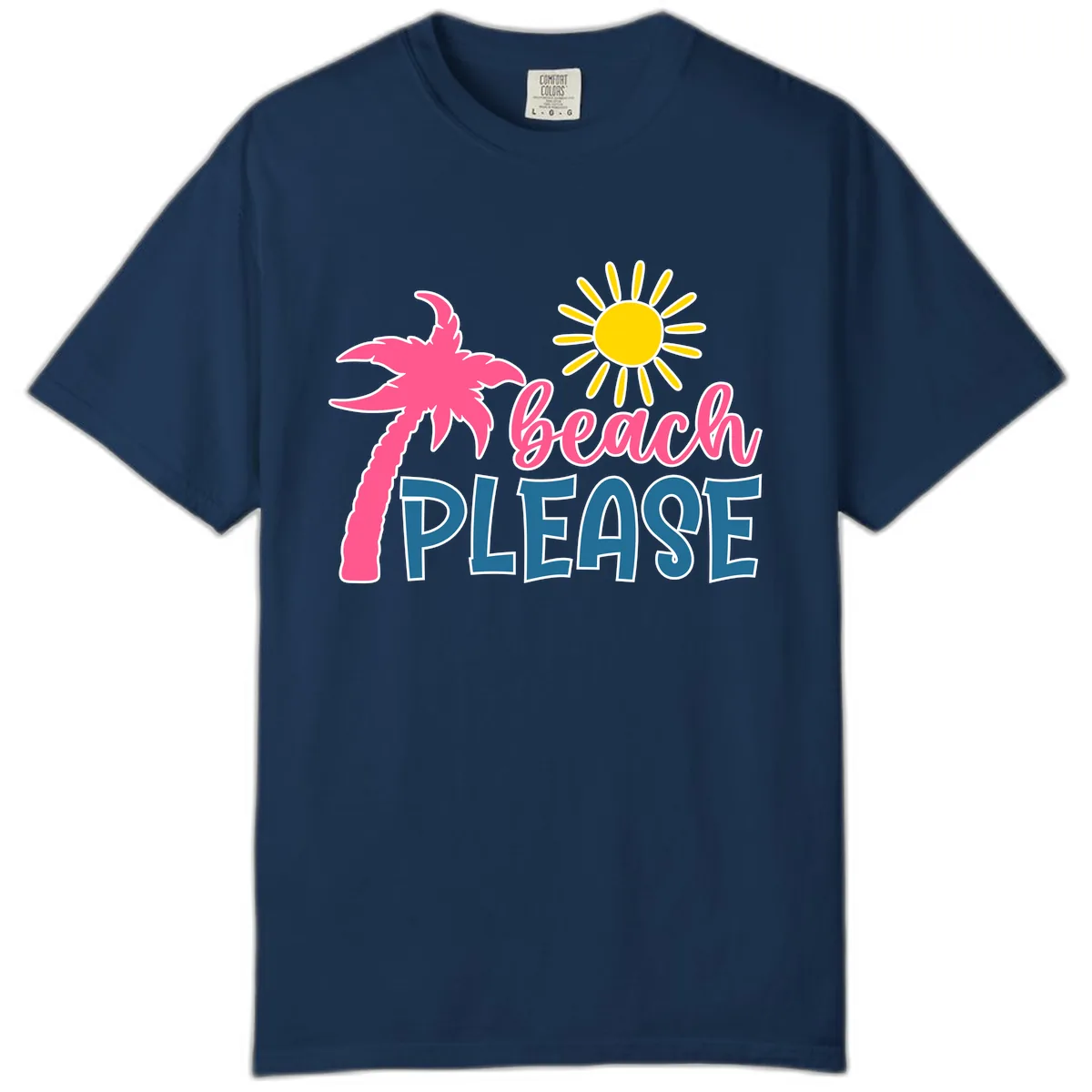 Beach Please Palm Tree Vacation Comfort Color in Navy