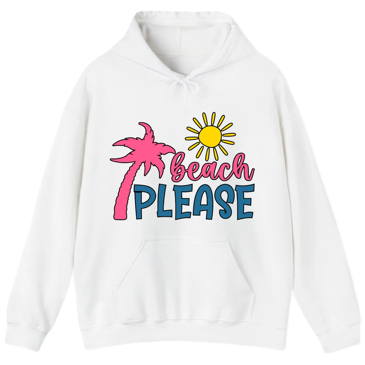 Beach Please Palm Tree Vacation Hoodie in White